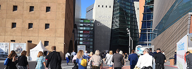 A Crowd in front of Buildings